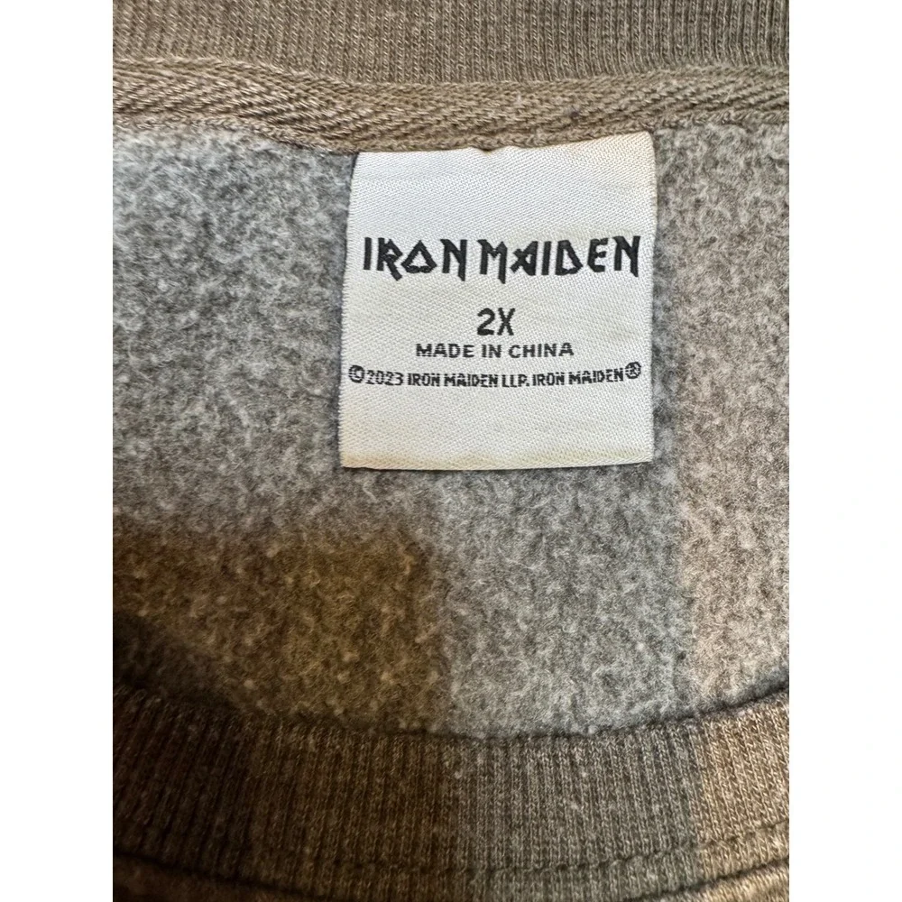 Iron Maiden Number‎ of the Beast Graphic Sweatshirt Washed Grey 2X 2023 QY217
